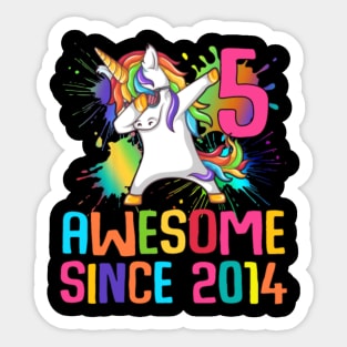 Kids 5 Years Old 5th Birthday Unicorn Shirt Girl Sticker